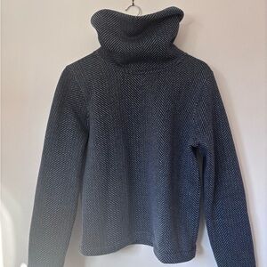 J. Crew Charcoal & White Herringbone Turtleneck sweatshirt Sweater